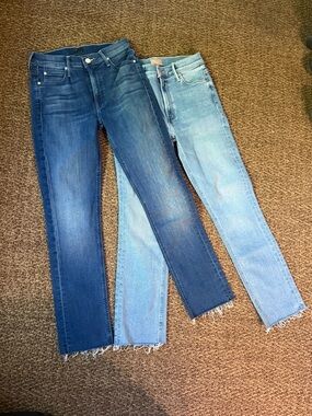 MOTHER Jeans Ankle Fray Dark Blue & Light Blue 2 pair bundle size 26